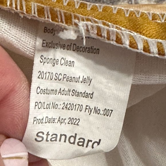 Costume Couples PB&J Halloween Standard Sz Peanut Butter Jelly Spooktacular Crea - Picture 6 of 8